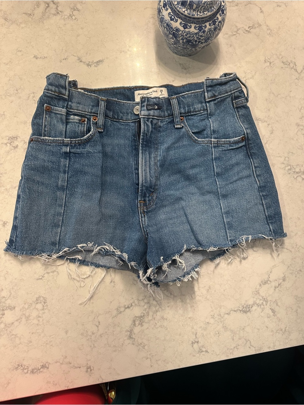 Abercrombie & Fitch Distressed Blue Denim Cutoff Shorts
